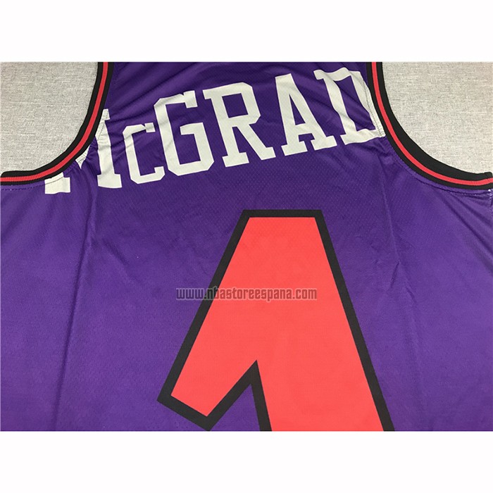 Camiseta Toronto Raptors Tracy Mcgrady NO 1 Mitchell & Ness Big Face Violeta